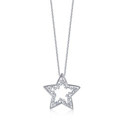 18K White Gold Diamond Star Necklace