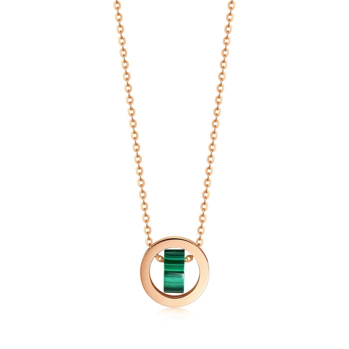 18K Red Gold Malachite Necklace