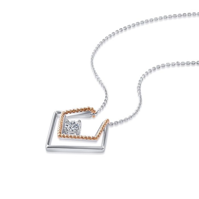 18K白色黄金及玫瑰金 頸鍊 | 周生生珠寶 | 92466N - 4