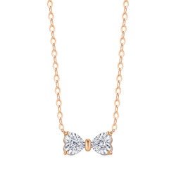 「炫幻」18K 白紅分色黃金鑽石蝴蝶結頸鍊