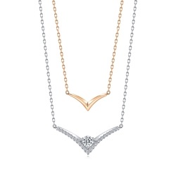 「小皇冠」18K白紅分色黃金鑽石頸鍊