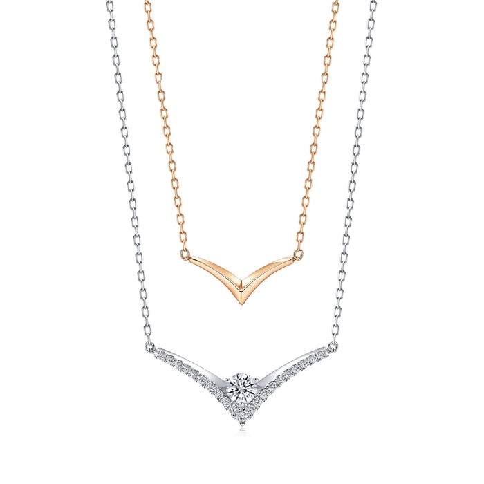 18K白色黄金及玫瑰金 頸鍊 | 周生生珠寶 | 93358N - 1