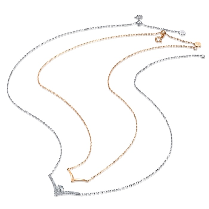18K白色黄金及玫瑰金 頸鍊 | 周生生珠寶 | 93358N - 4