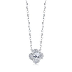 'Floral' 18K White Gold Diamond Necklace
