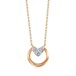 「萌芽」18K白紅分色黃金鑽石心型頸鍊