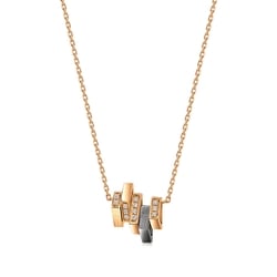 'M' 18K Red & Black Gold Diamond Necklace