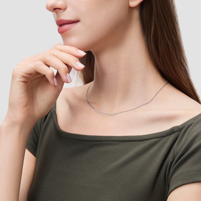 18K White Gold Necklace | Chow Sang Sang Jewellery | Machinery Chain | 94220N - 4