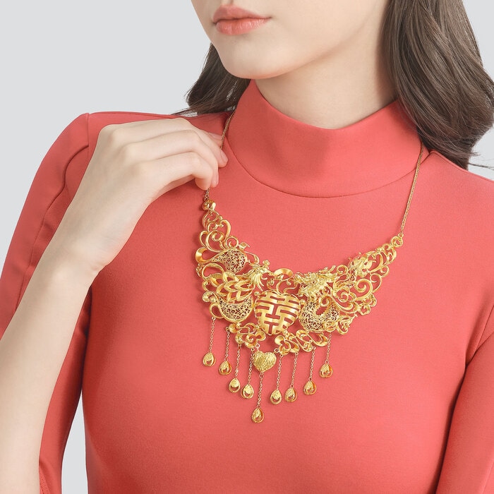 Solid Gold Necklace | Chow Sang Sang Jewellery | Chinese Wedding Collection | 94297N - 3