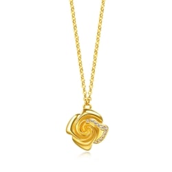 999 Gold Diamond Rose Necklace