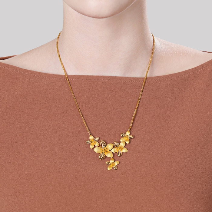 Chinese Wedding Collection - 'Floral' 999.9 Gold Necklace