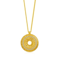 'The Oriental' 999.9 Gold Diamond Om Mani Padme Hum Necklace