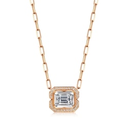 'M' 18K White & Red Gold Diamond Necklace