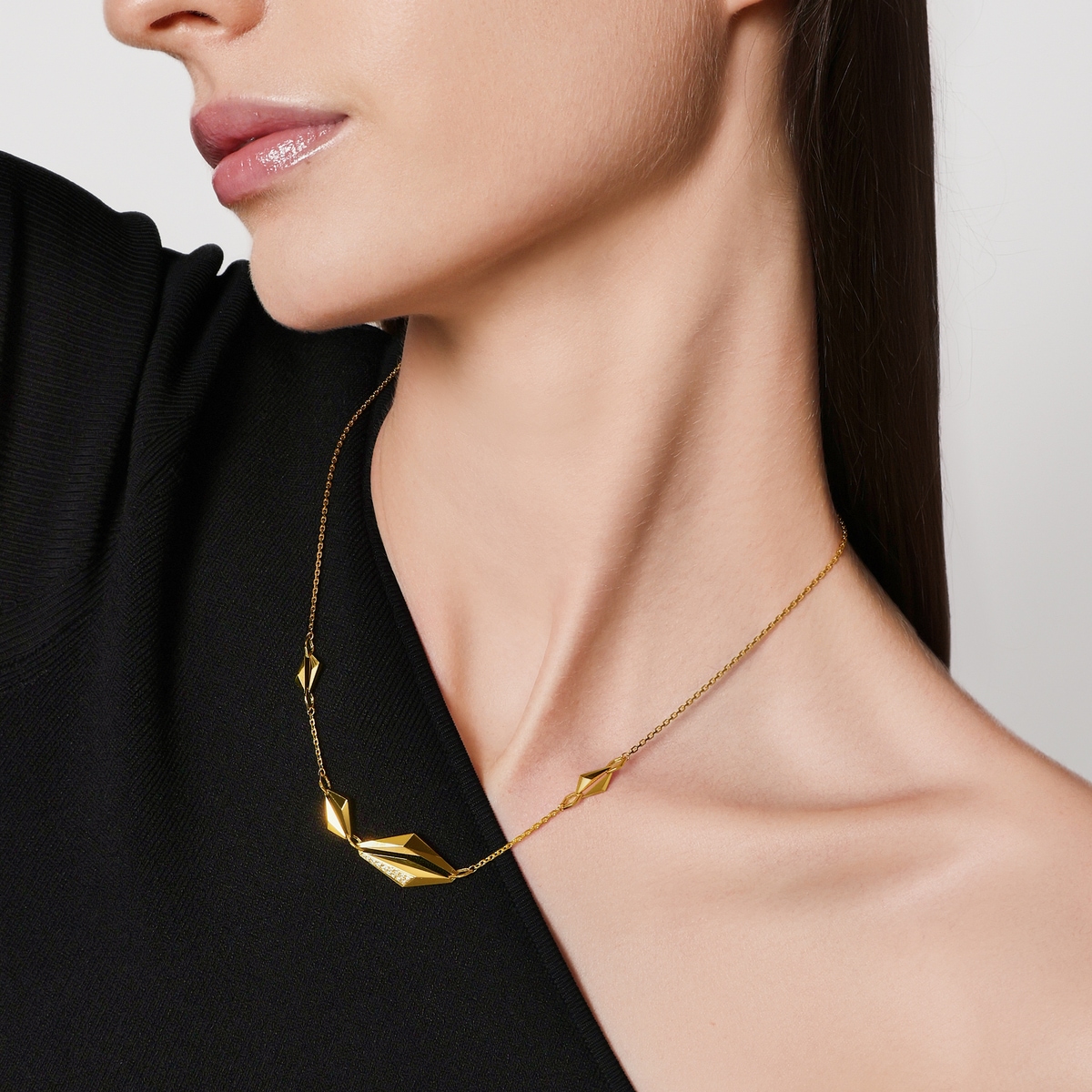 EMPHASIS - 'M' 999 Gold Diamond Necklace | 94744N(47 cm