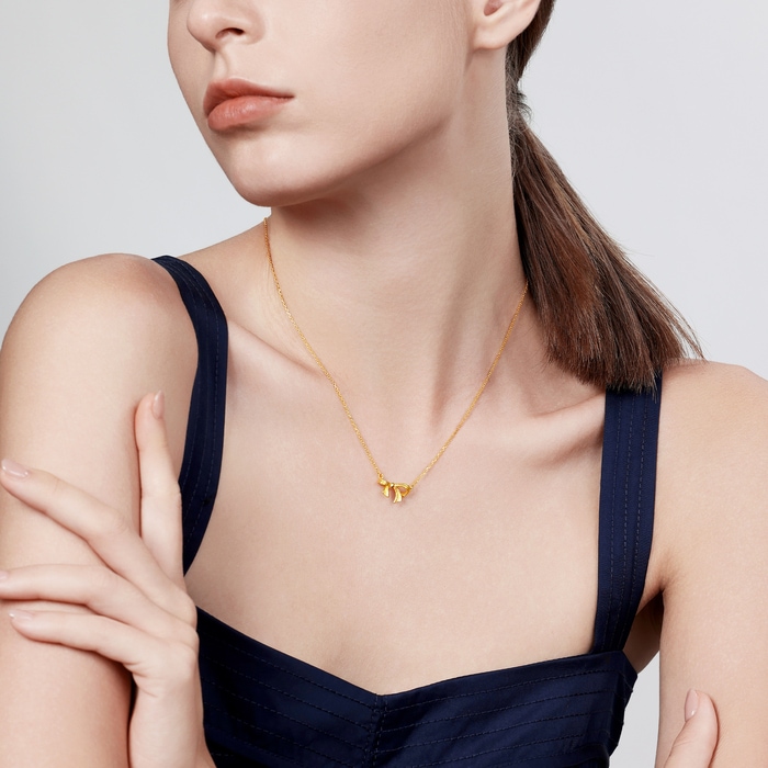 Essence - 999.9 Gold Bow Tie Necklace | 95306N(47 cm/~0.128
