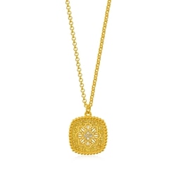 「東方古祖」999.9黃金鑲嵌鑽石蓮花頸鍊