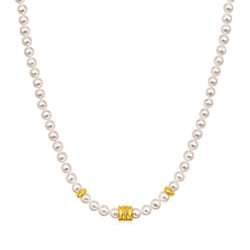 足金鑲嵌鑽石珍珠頸鍊