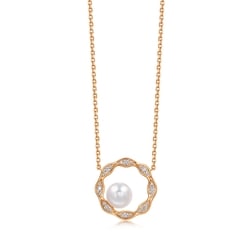 18K Rose Gold Akoya Pearl Diamond Necklace
