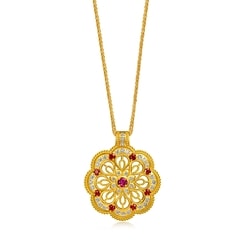 'The Oriental' 999.9 Gold Ruby Mandala Necklace