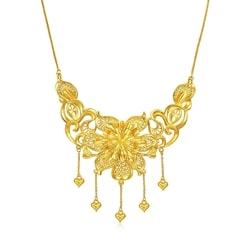 「花悅連理」足金頸鍊