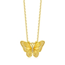 999 Gold Diamond Butterfly Necklace