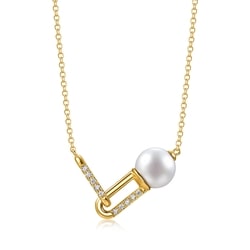 「Cosmos「宇」」18K黃色黃金淡水珍珠頸鍊