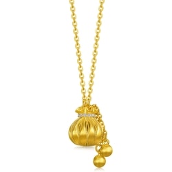 999.9黃金鑲嵌鑽石錢袋頸鍊