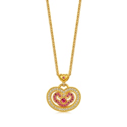 999 Gold Ruby Diamond Necklace