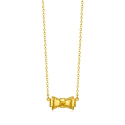 999 Gold Bow Tie Necklace