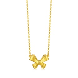 999 Gold Bow Tie Necklace