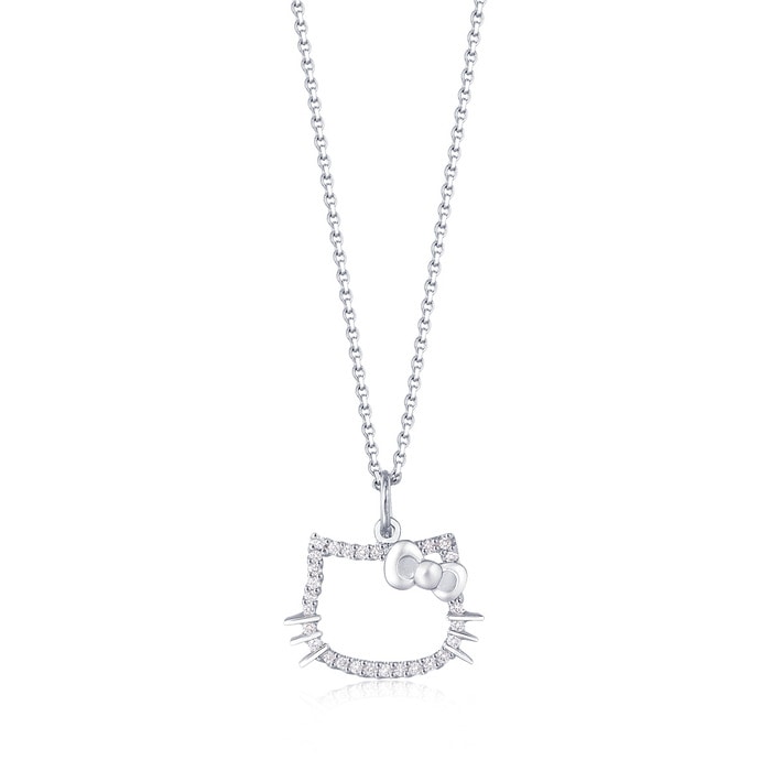 'Hello Kitty' 18K White Gold Diamond Pendant