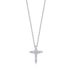18K White Gold Diamond Cross Pendant