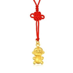 'New Born' 999 Gold Monkey Bell Charm Pendant