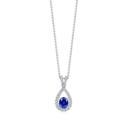 18K白色黃金藍寶石吊墜