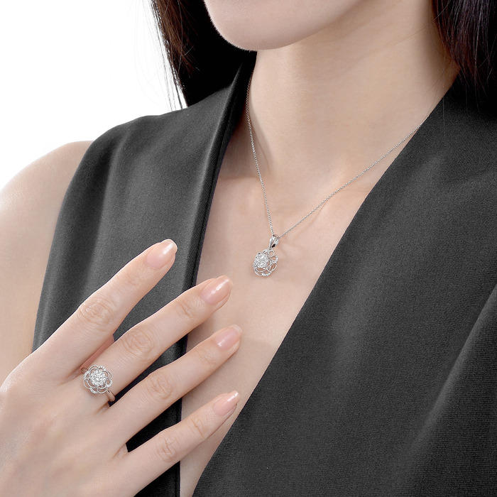 18K白色黄金 吊墜 | 周生生珠寶 | Happy Floret 「幸福花語」 | 85670P - 3