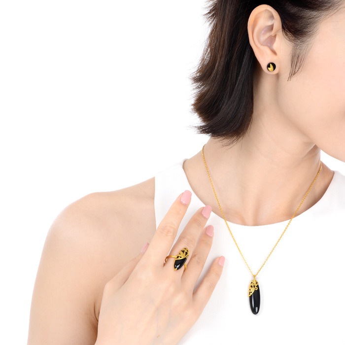 「吉祥系列」999.9黄金黑玉髓吊坠