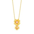 Floral' 999.9 Gold Pearl Four Leaf Clover Pendant