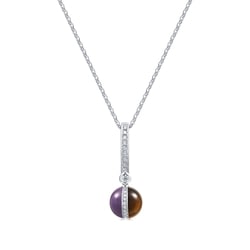 'Cosmos' 18K White Gold Tiger's-eye Pendant