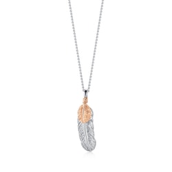 18K White & Red Gold Feather Pendant