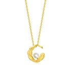999.9 Gold Pearl Feather Pendant