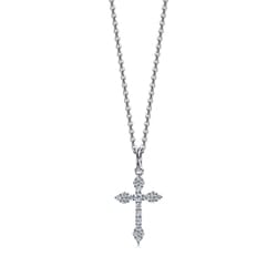 18K White Gold Diamond Cross Pendant