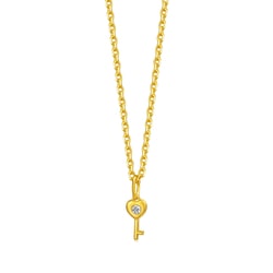 999 Gold Diamond Key Pendant