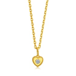 999 Gold Diamond Heart Pendant