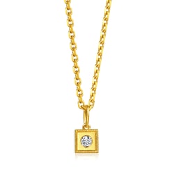 999 Gold Diamond Square Pendant