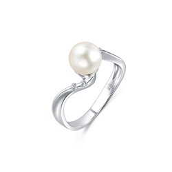 18K白色黃金Akoya珍珠戒指