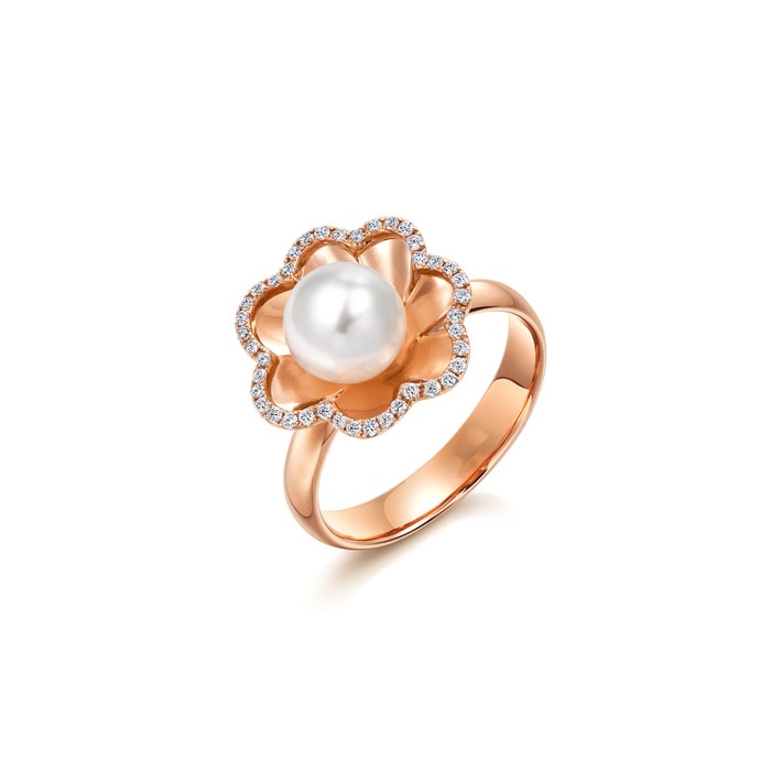 18K Rose Gold Freshwater Pearl Ring