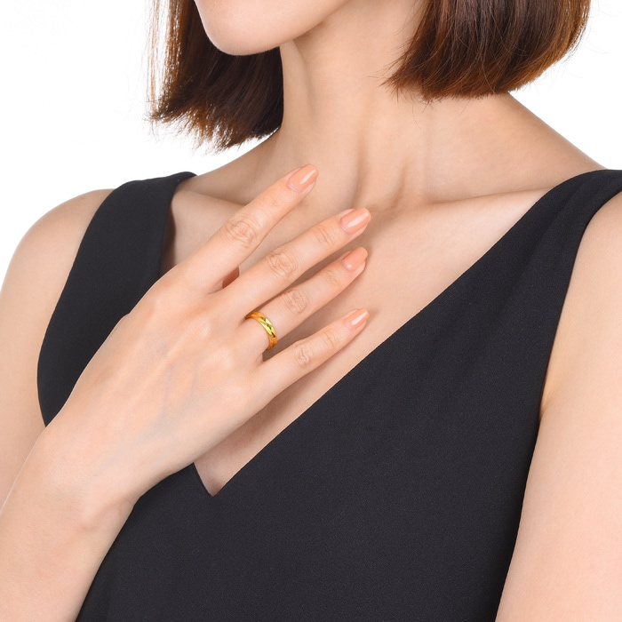 色打掛　朱色　金　宝相華紋　20 999.9 Gold Ring | 72045R(~0.189 tael) | Chow Sang Sang Jewellery