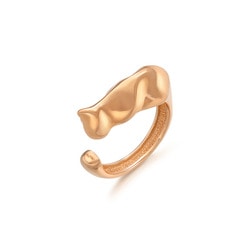 18K 紅色黃金貓戒指