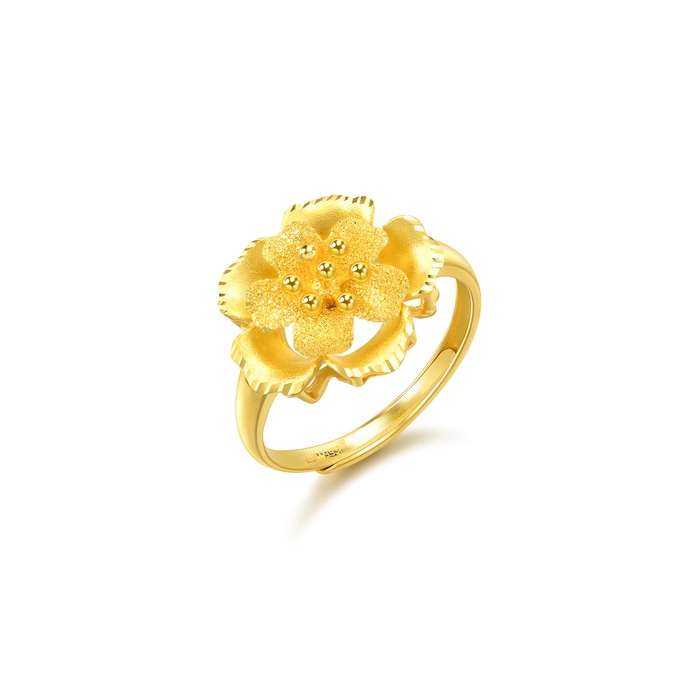 色打掛　朱色　金　宝相華紋　20 999.9 Gold Ring | 86577R(~0.194 tael) | Chow Sang Sang Jewellery