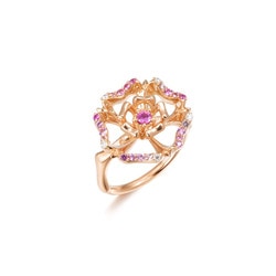 「館藏自然」18K黃金粉紅色藍寶石戒指
