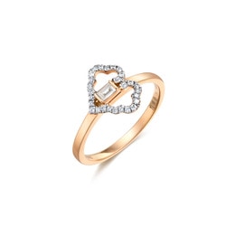 「吉祥系列」18K白紅分色黃金鑽石戒指